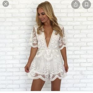 Dress Up White lace overlay  Romper